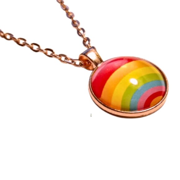 Rose Gold Rainbow Pride Necklace - Picture 1 of 4